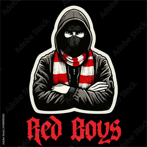 Vector illustration of Football fans ultras hooligans 