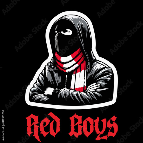 Vector Illustration of Football Fans Ultras hooligan for logo, design Shirt 