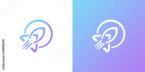 Modern rocket logo design suitable for technology companies
