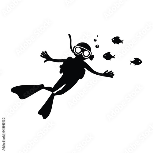 Shark chasing a terrified scuba diver3