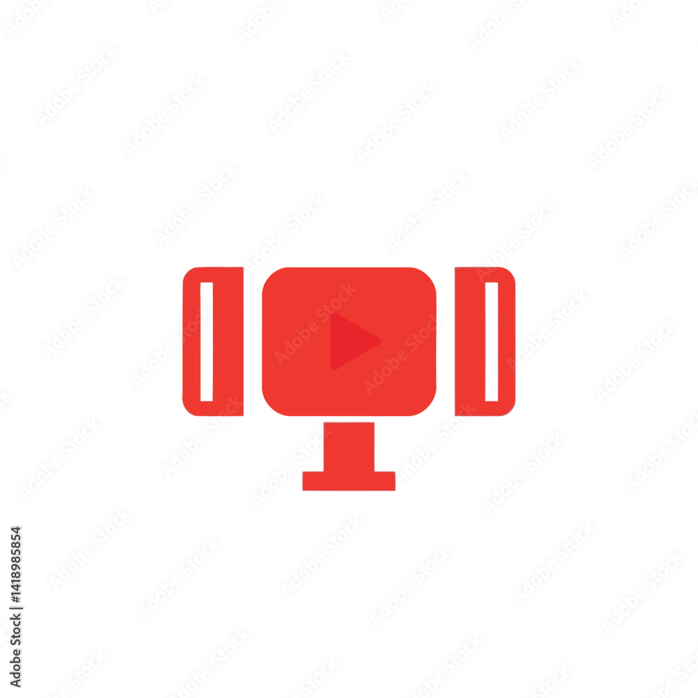 A modern logo in a simple flat vector style a red live stream icon with a bold black outline and a central play symbol and clean lines, isolated on a white background. A modern logo in a simple flat vector style a red live stream icon with a bold black outline and a central play symbol and clean lines, isolated on a white background.
