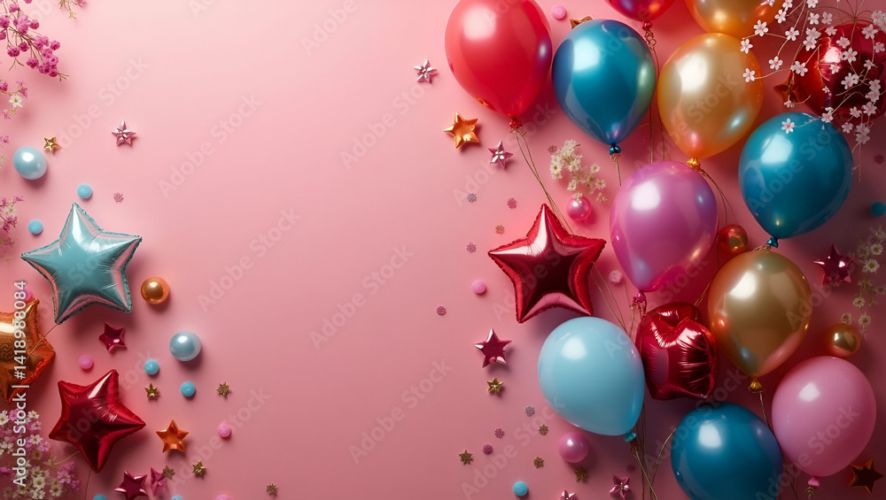 Vibrant Prom Party Balloons: Dynamic Color Schemes & Creative Arrangements for Festive Atmosphere - Photo Stock Concept with Left Space Vibrant Prom Party Balloons: Dynamic Color Schemes & Creative Arrangements for Festive Atmosphere - Photo Stock Concept with Left Space