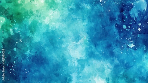 Wallpaper Mural Abstract watercolor background in shades of blue and green with texture Torontodigital.ca