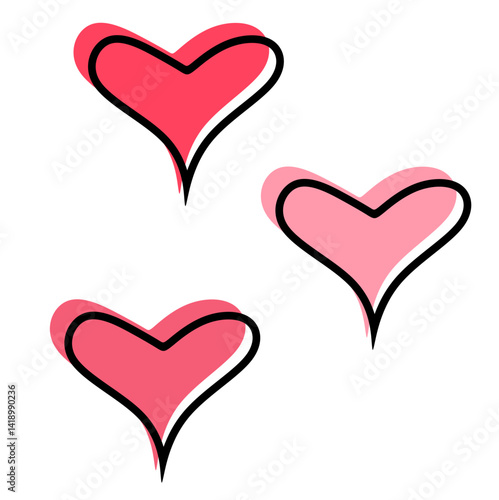 Decorative doodle love symbol. Hand Drawn Heart Shape Illustration. Love Icon. Heart Icon