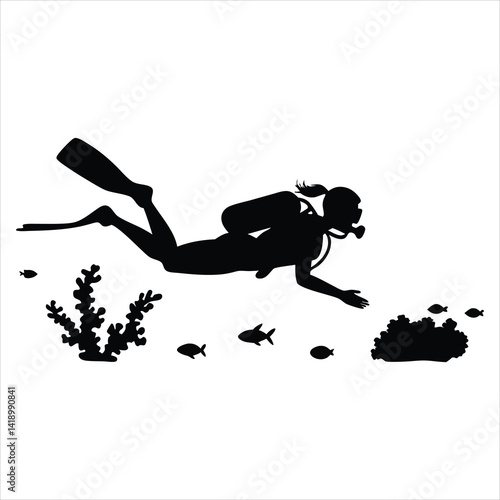 Funny scuba diving quote with gear illustration