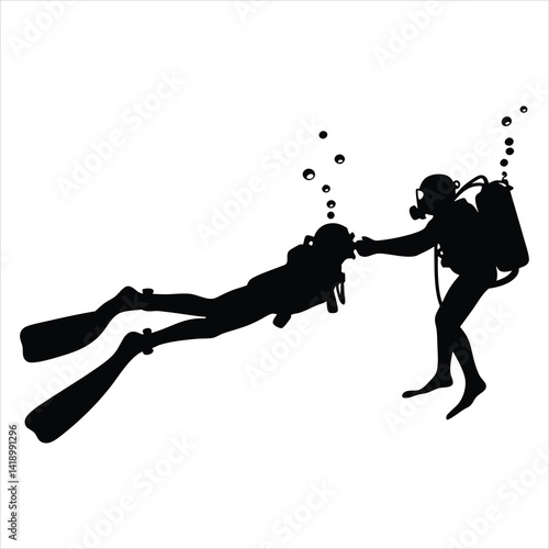 Female scuba diver with ponytail exploring