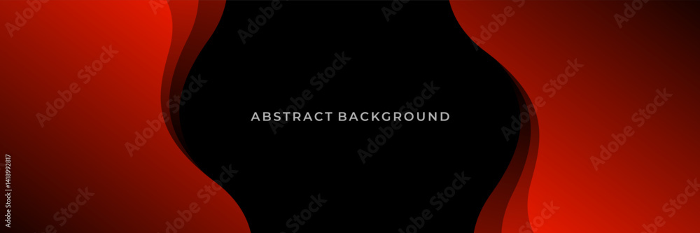 Red and Black Abstract Wave Background with Center Text Space