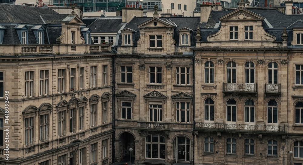 Obraz premium Grey Stone Buildings in a Historic European City