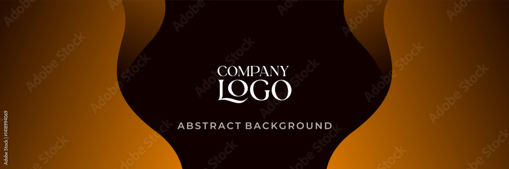 Dark Brown Abstract Wave Background with Company Logo Placeholder