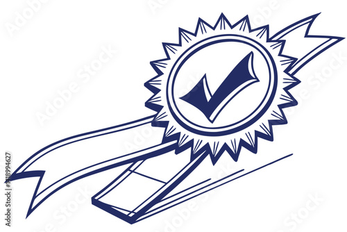 Blue Badge Seal with White Check Mark | Trustworthy Approval Symbol Design
