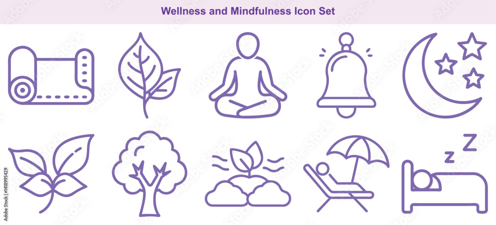 Naklejka premium Wellness and Mindfulness Icon Set