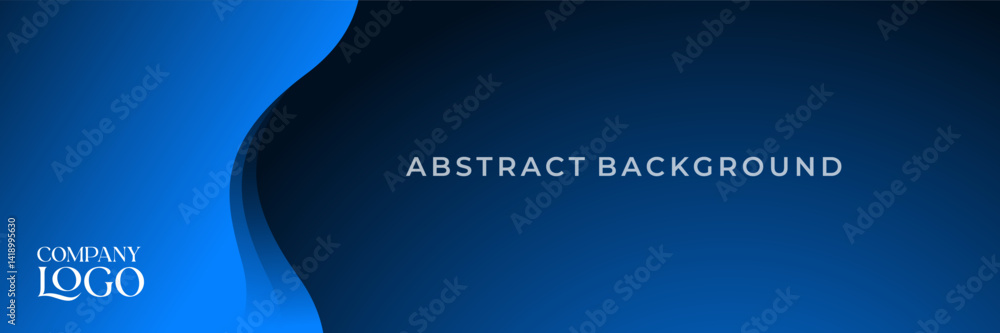 Blue Abstract Wave Background with Company Logo Placeholder