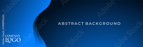 Obraz na płótnie Blue Abstract Wave Background with Company Logo Placeholder w salonie