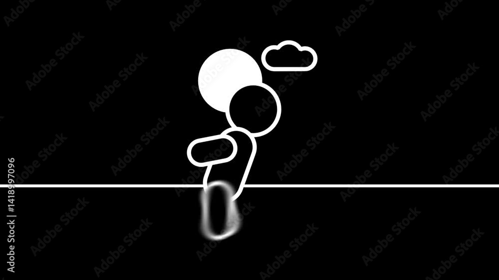 A lone stick figure walks toward the horizon beneath a bright moon, symbolizing endurance, simplicity, and human resilience. A lone stick figure walks toward the horizon beneath a bright moon, symbolizing endurance, simplicity, and human resilience.