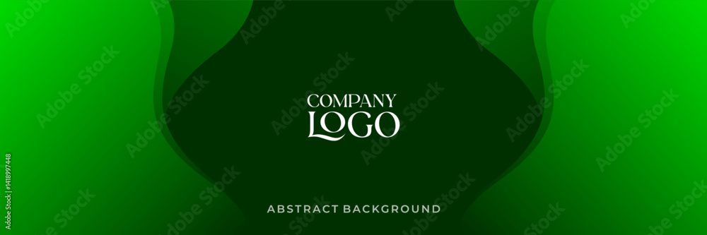 Green Abstract Wave Background with Company Logo Placeholder