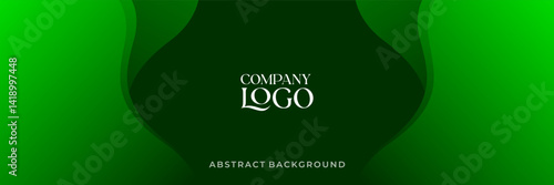 Obraz na płótnie Green Abstract Wave Background with Company Logo Placeholder w salonie