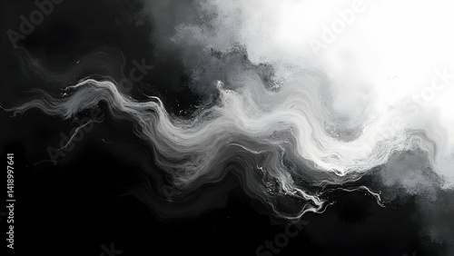 painted abstract background with bold white brushstrokes swirling across rich black hues, high-contrast texture, modern expressive design with depth, nuance, and visual artistic impact, HD