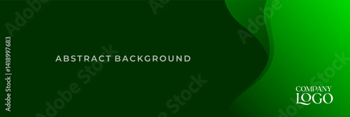 Obraz na płótnie Green Abstract Wave Background with Company Logo Placeholder w salonie