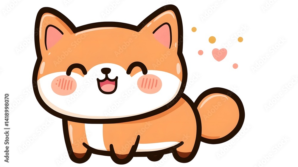 Chibi Cartoon Brown Furry Dog with Happy Wagging Tail Facial Expression Chibi Cartoon Brown Furry Dog with Happy Wagging Tail Facial Expression