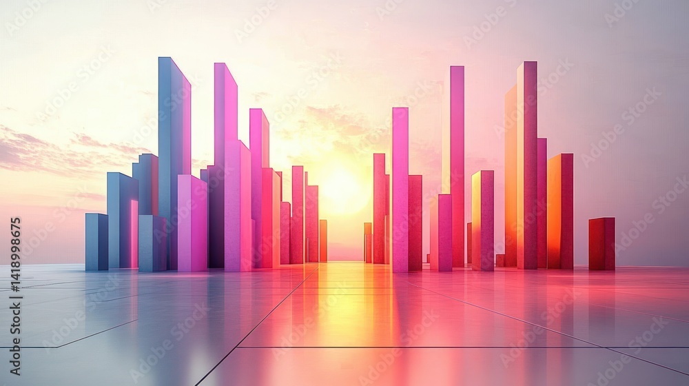 Abstract pastel business chart illustration with modern minimalism and futuristic design Abstract pastel business chart illustration with modern minimalism and futuristic design