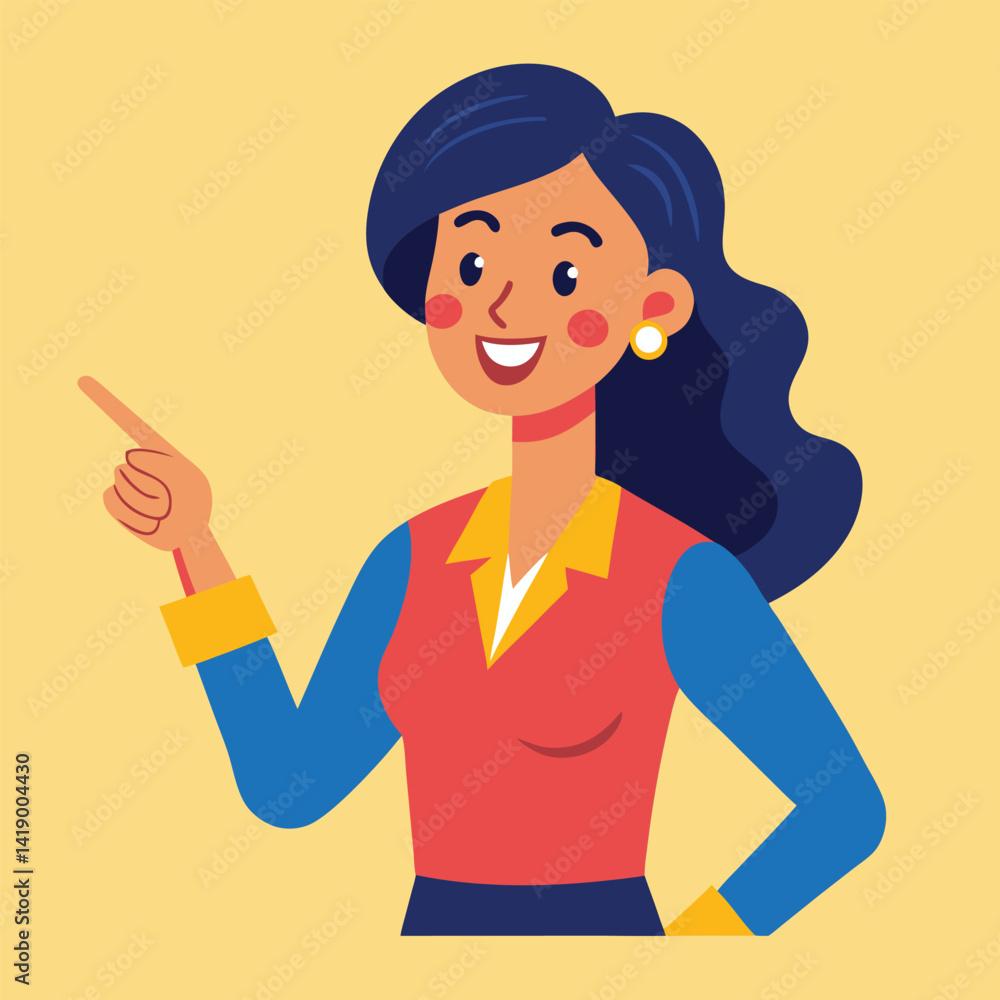 Happy stylist young woman pointing at copy space
Happy stylist young woman pointing at copy space