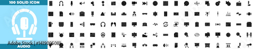 Audio Solid Editable Icons set. Vector illustration in modern thin solid style of audio icons: music, radio, voice, etc