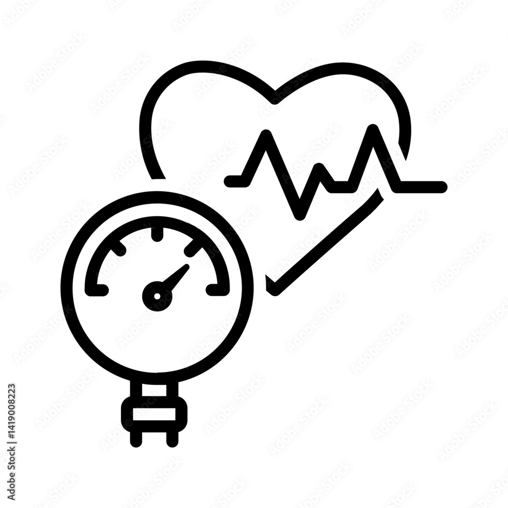Vector black line icon for High blood pressure Vector black line icon for High blood pressure