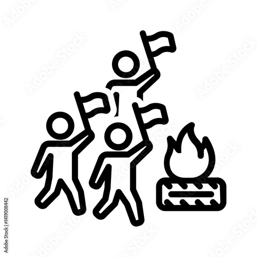 Vector black line icon for Civil commotion
