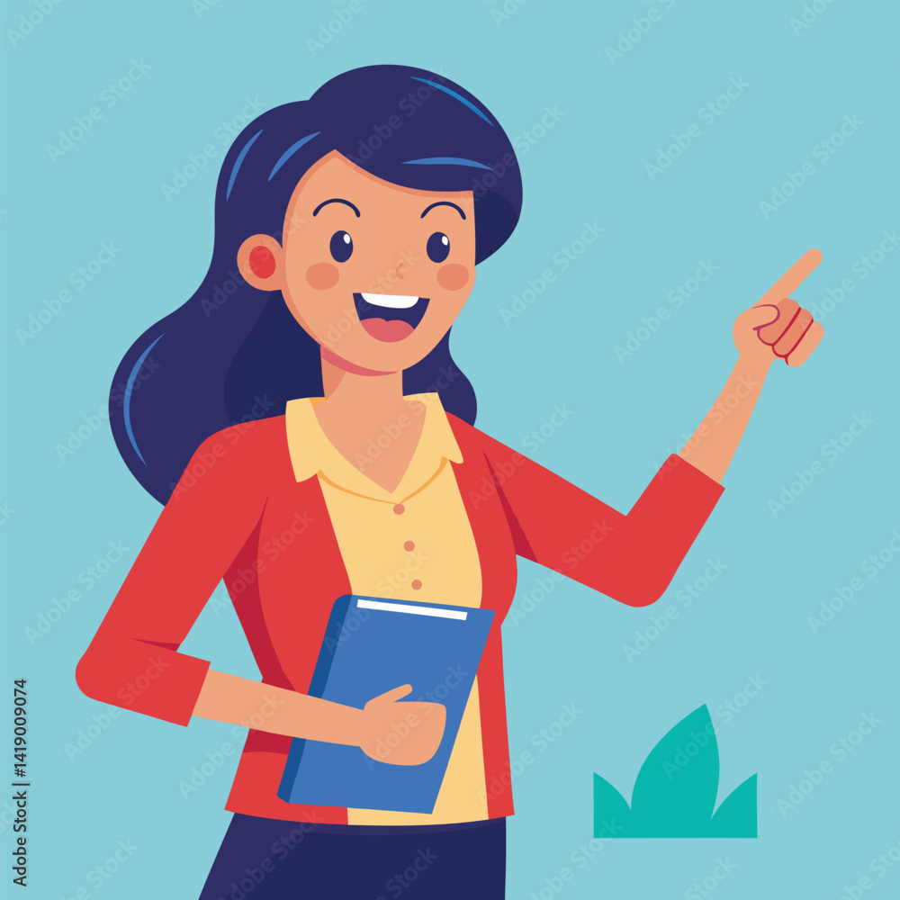 Happy stylist young woman pointing at copy space
Happy stylist young woman pointing at copy space