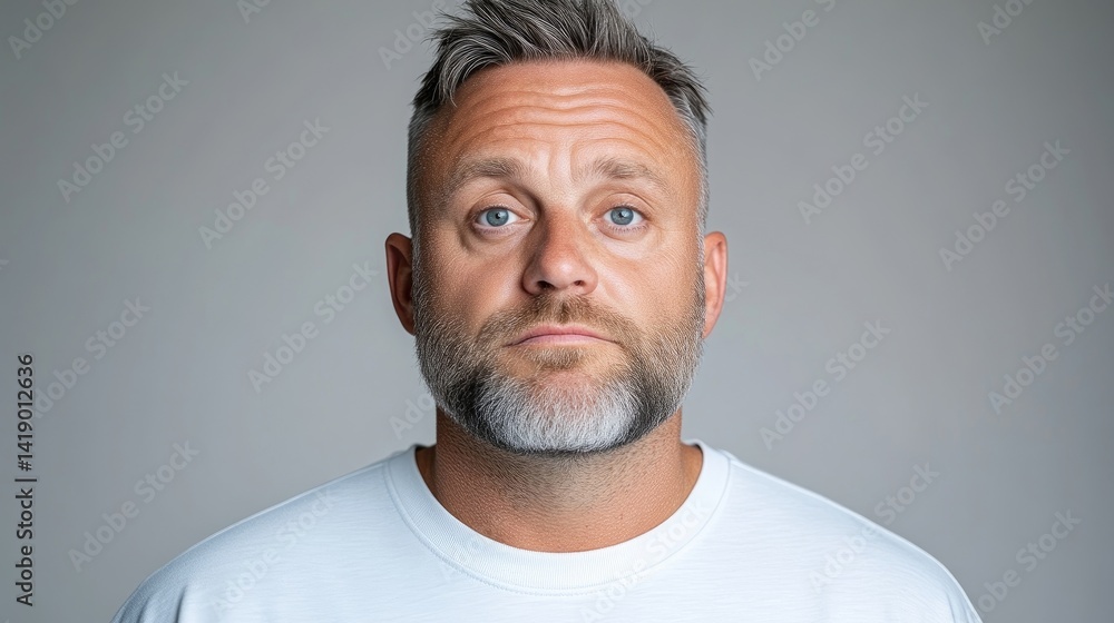 A man with a neutral expression A man with a neutral expression