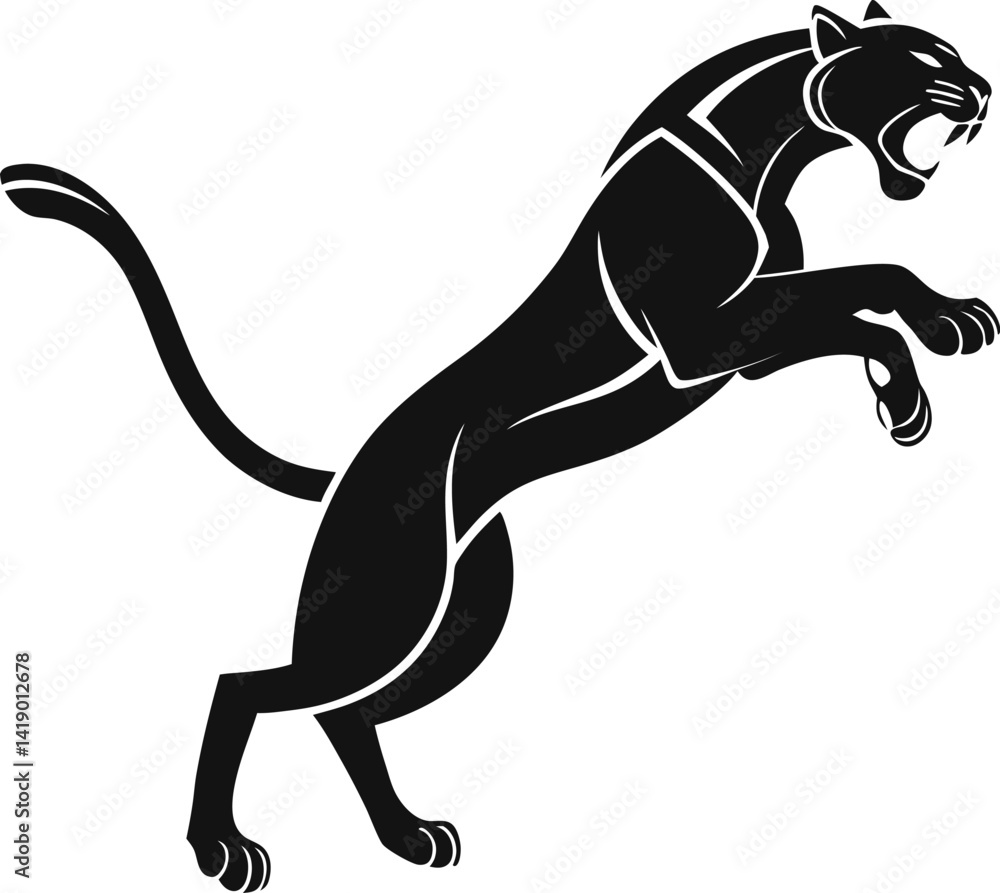 Fototapeta premium Panther Silhouette Vector Illustration - Sleek and Powerful Design for Wildlife and Artistic Themes.