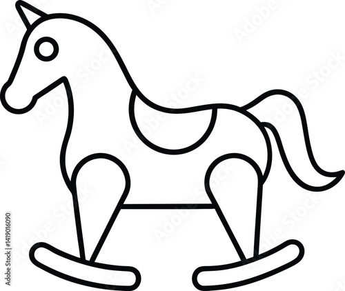 Wooden Horse Toy Vector | Classic Rocker, Vintage Ride-On & Childhood Symbol