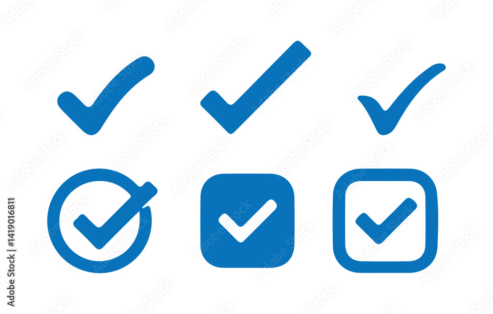 Check mark Blue tick verified badge icon vector. Check box icon with correct, accept checkmark icons tick box checked. Vector Illustration Check mark Blue tick verified badge icon vector. Check box icon with correct, accept checkmark icons tick box checked. Vector Illustration