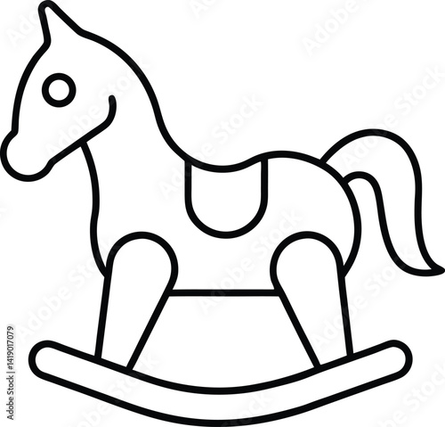 Wooden Horse Toy Vector | Classic Rocker, Vintage Ride-On & Childhood Symbol
