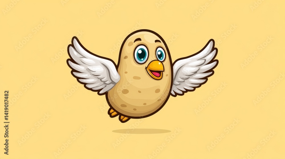 Fototapeta premium Joyful Potato Bird in Flight Pixel Art Illustration