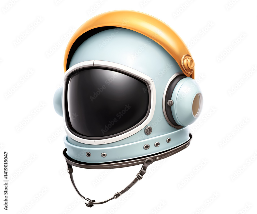 Fototapeta premium Vintage Astronaut Helmet Illustration, A Cozy and Nostalgic Space Exploration Icon with Retro-Futuristic Design and Classic Appeal, Representing Outer Space Adventure