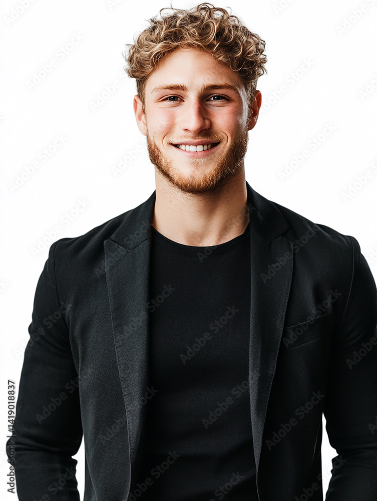 Fototapeta premium Business man on white background, Business man smiling close-up