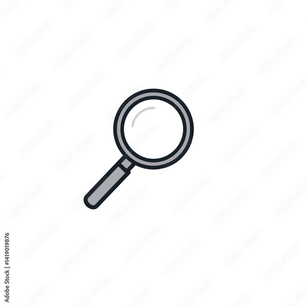 Geometric logo of a search magnifying glass icon, light gray with a bold black outline. The style is clean and flat vector, centered on a white background for a minimal modern look. Geometric logo of a search magnifying glass icon, light gray with a bold black outline. The style is clean and flat vector, centered on a white background for a minimal modern look.