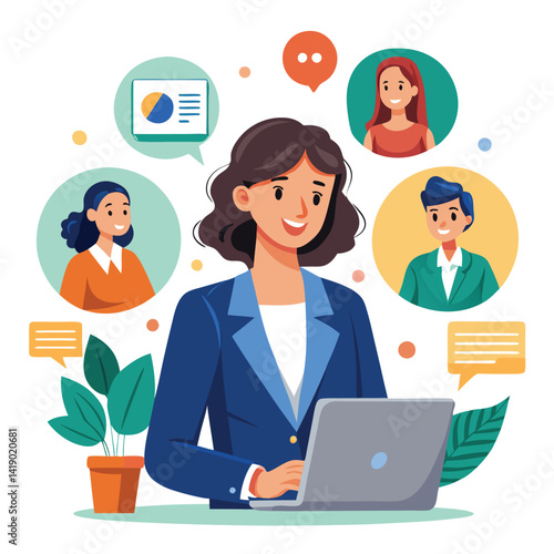 Businesswoman Leads Virtual Meeting