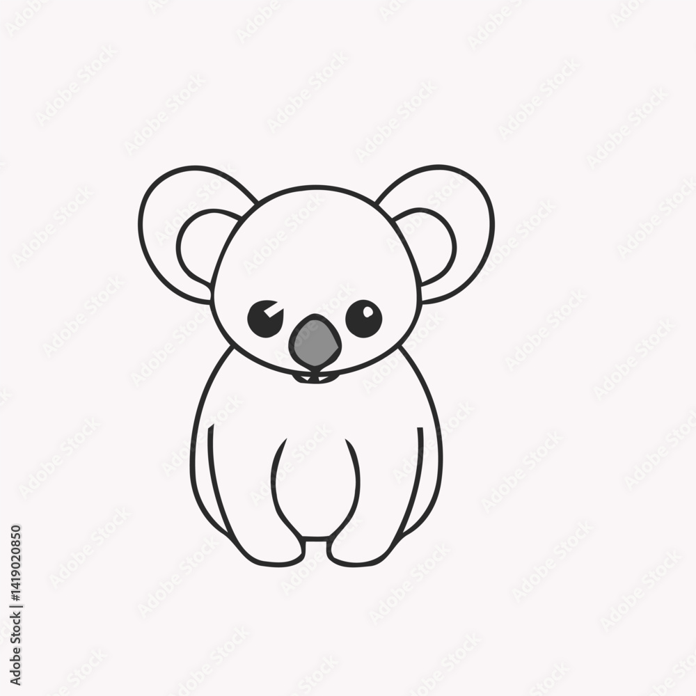 Naklejka premium cartoon funny little koala sitting outline art