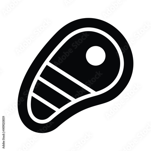 A captivating glyph style icon of grilled steak