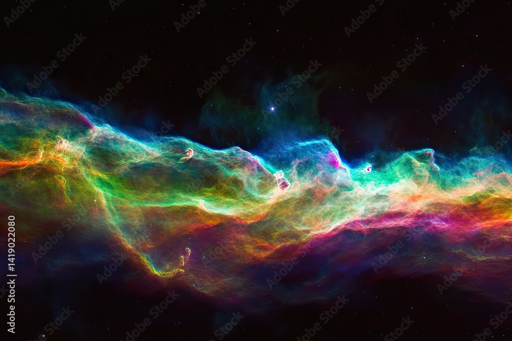Fototapeta premium Vibrant nebula with colorful gas clouds and stars