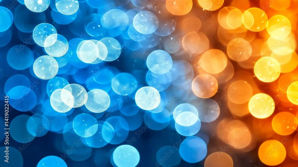 Abstract image of bokeh with blue and orange lights on the right Abstract image of bokeh with blue and orange lights on the right
