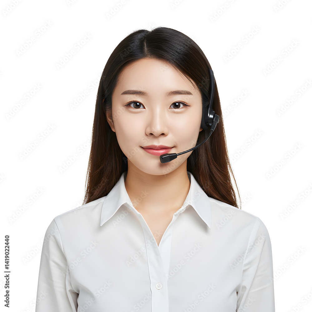 Friendly Asian Customer Support Representative with Headset Friendly Asian Customer Support Representative with Headset