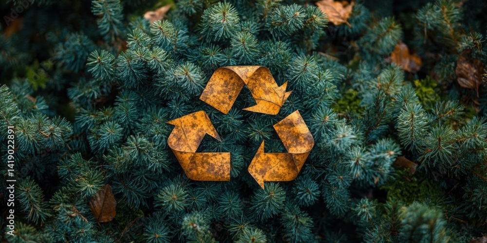 Recycling symbol on coral reef