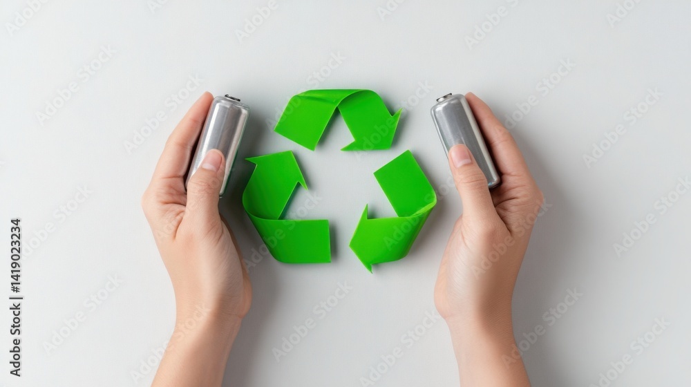 Battery Recycling Day has a large bright green arrow in the center that forms a circular recycling symbol.