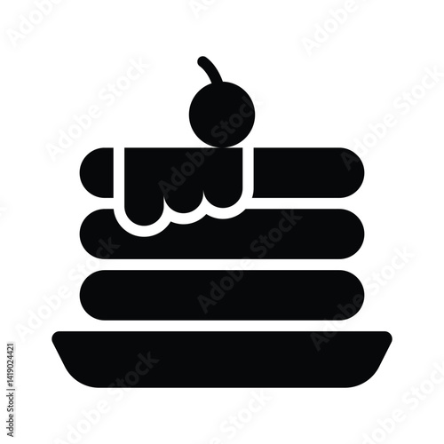 A customizable glyph style icon of pancakes with topping on it