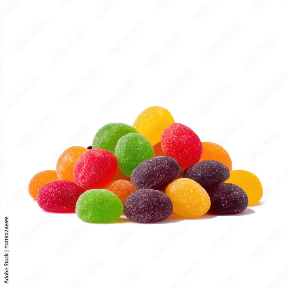 Pile of colorful jelly drops isolated on white background Pile of colorful jelly drops isolated on white background