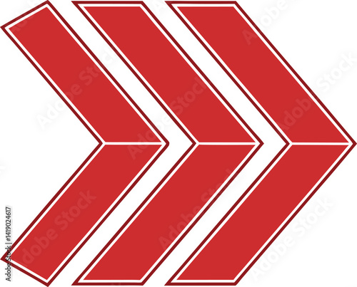 Three stylized red arrows pointing to the right, each with a triangular shape and a slightly 3D appearance