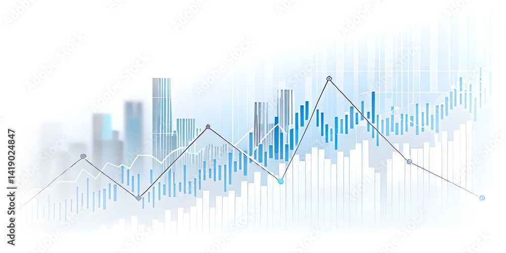 Abstract Financial Data Analysis: Line Graph and Bar Chart on White Background Abstract Financial Data Analysis: Line Graph and Bar Chart on White Background
